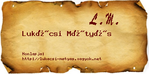 Lukácsi Mátyás névjegykártya
